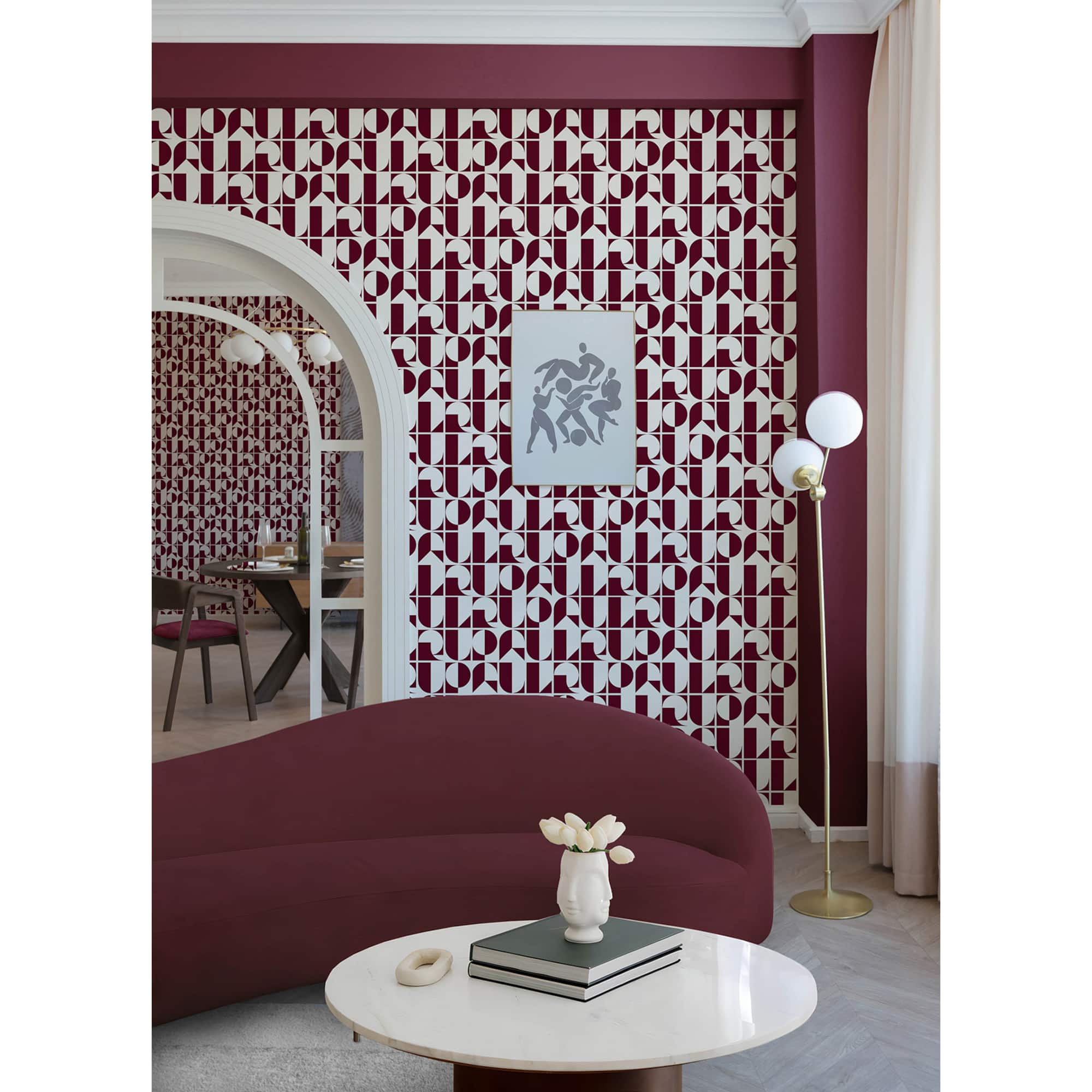 RuPaul RuDeco Oxblood Red Peel & Stick Wallpaper